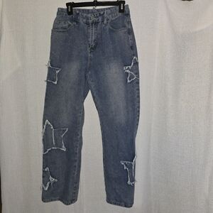 ROMWE Jeans Star Patterned Grunge Punk Straight Leg sz Medium Casual US 6 EUR 38